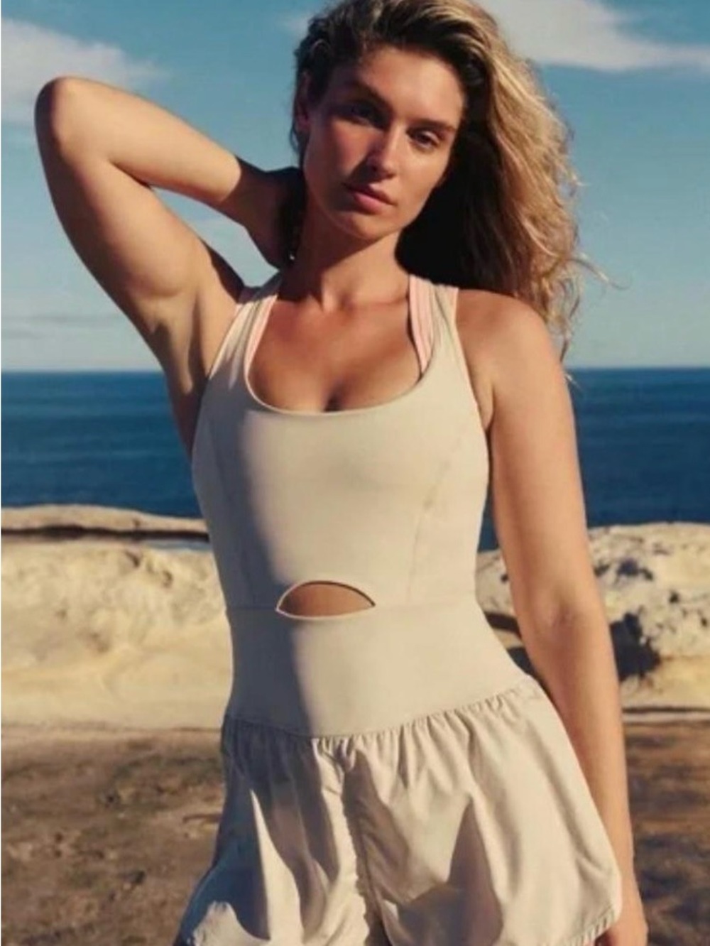 Free People Cream Cutout One-Piece